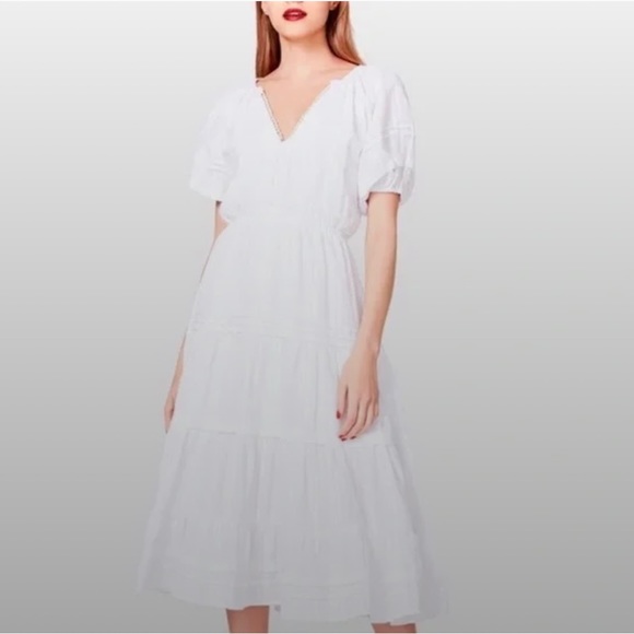 Betsey Johnson Dresses & Skirts - Betsey Johnson Maxi Fit&Flare Dress White Elastic Waist V-Neck Size  XL